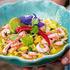 FÖRRÄTTER. CEVICHE Limemarinerad torsk, räkor, koriander, chili, mango och avocado 125