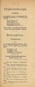 Kirjahuutokauppa. Bokauktion. Förteckning. Luettelo. Centraali huutokauppakamarissa. Central-Auktionskammaren. Kasarminkadun 26:ssa. Kasärngatan 26.