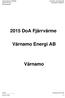 2015 DoA Fjärrvärme. Värnamo Energi AB. Värnamo