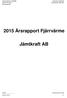 2015 Årsrapport Fjärrvärme. Jämtkraft AB