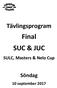 Tävlingsprogram. Final SUC & JUC. SULC, Masters & Nelo Cup. Söndag
