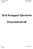 2016 Årsrapport Fjärrvärme. Öresundskraft AB