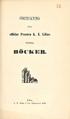 FÖRTECKNING. öfver. aflidne Erosten K. E. Lilius. tillhörige. BÖCfiEA. &t)0, G. W. Wileti & Co:s boktryckeri, 1868.