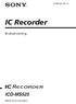 (1) IC Recorder. Bruksanvisning ICD-MS Sony Corporation