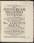 HISTORIAM PHILOSOPHIE NATURALIS, SAMUELIS DUREI, MAG. Sub PRjESIDIO. CLAUDIUS JOHANNIS EEK, Ad templumrydenfe ino-gotbia ADJUNCTUS.