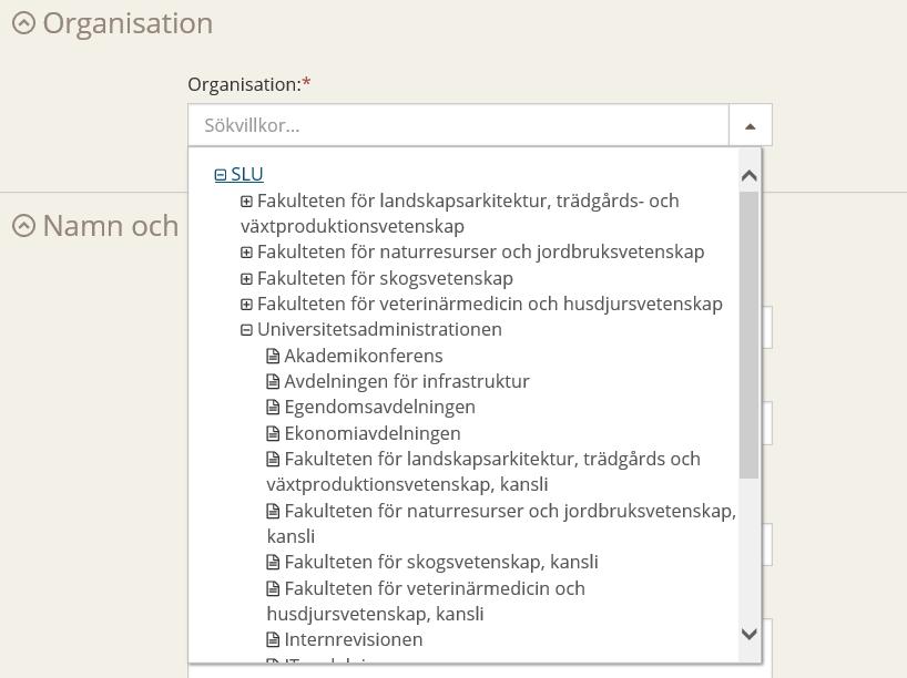 Namn och beskrivning Ange namn på ditt projekt (obligatorisk).