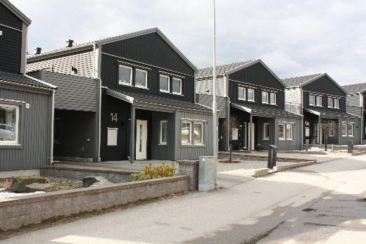 Bostad Småhus kedjehus Två eller flera byggnader, som är sammanbyggda via garage, förråd