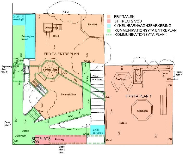 Sida 11 (25) Innergård Till fastigheten Bonden Mindre 14 hör en innergård med en area om totalt 517 m 2. Gården är uppdelad i två nivåer.
