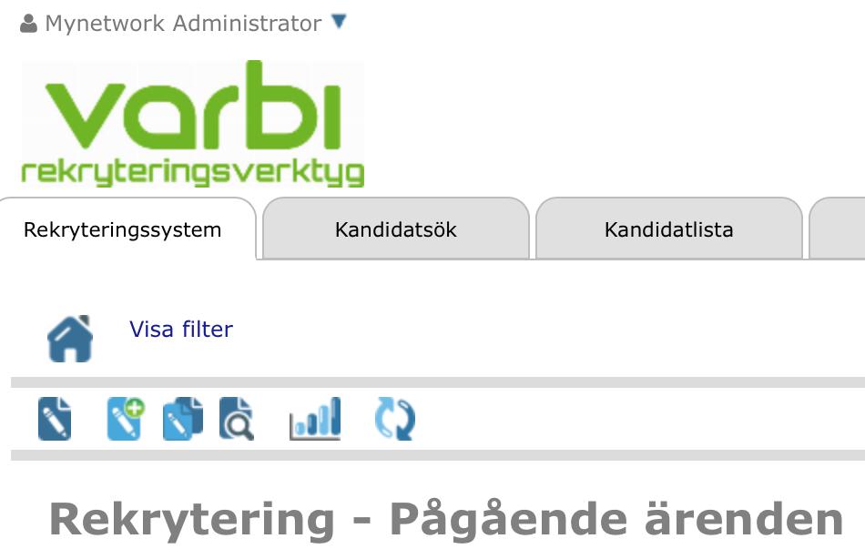 Här finns också möjlighet att redigera befintliga rekryteringsärenden, skapa nya rekryteringsärenden,