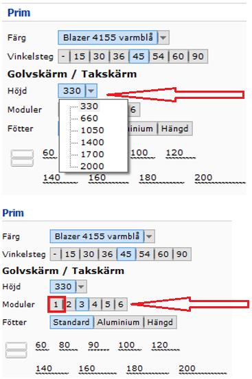 Produkter [163.000] Prim Prim har utökats med fler storlekar av takhängda skärmar. Vi har justerat rubrikerna på komponentfliken och utökat höjd- och modulval.
