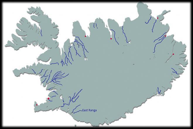 East Rangá Toppar fångststatistiken bland isländska laxälvar Bygger på smoltutsättningar, ej C&R 95 km söder om Reykjavik (70 min med bil) 22 km fiskesträcka uppdelat på 9 beats