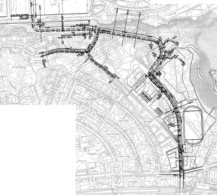 Figur 71. 1E Hammarby skogsväg och Hammarbyskogens planerade bebyggelse. 10.1.1 Trafiknät Trafiknäten för HSV till Hammarbyhöjden visas i tidigare kapitel för Sjöstadshöjden. 10.2 KONSEKVENSER Konsekvenserna beskrivs främst i tidigare avsnitt för respektive alternativ.