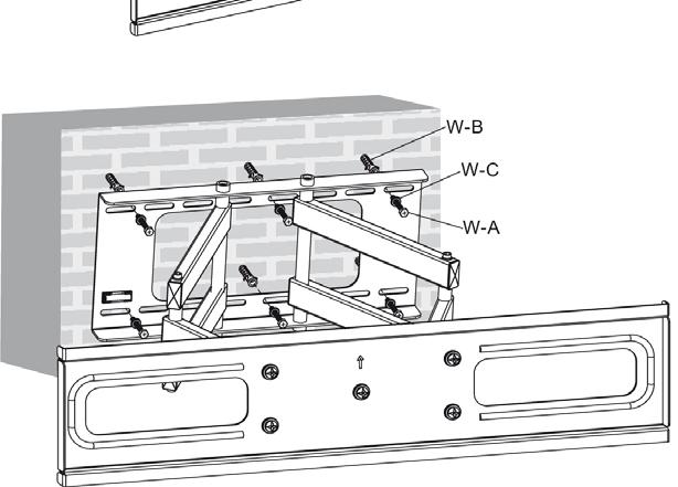 Installation on concrete or brick wall ENGLISH INSTALLATION Mark out the position of the holes Predrill the holes Screw the wall plate to the wall. The arrow should point up.