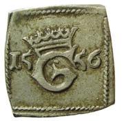 Fig. 3. Gustav I (1523 1560). Åbo, 2 öre (klipping) 1556 (SM 241). Biskopsgården, Linköping, Östergötland. Foto: Kenneth Jonsson.