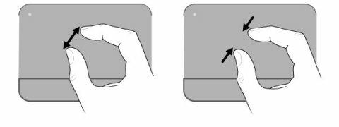 Rullningshastigheten bestäms av fingrarnas hastighet. Nypa Genom att nypa kan du zooma in eller ut objekt som exempelvis PDF-filer, bilder och foton.