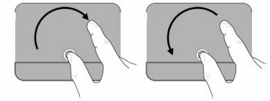 Rotera Med rotering kan du rotera objekt som foton och sidor. Sätt tummen på styrplattan och rör sedan pekfingret (håll kvar tummen) i en halvcirkelrörelse runt tummen.