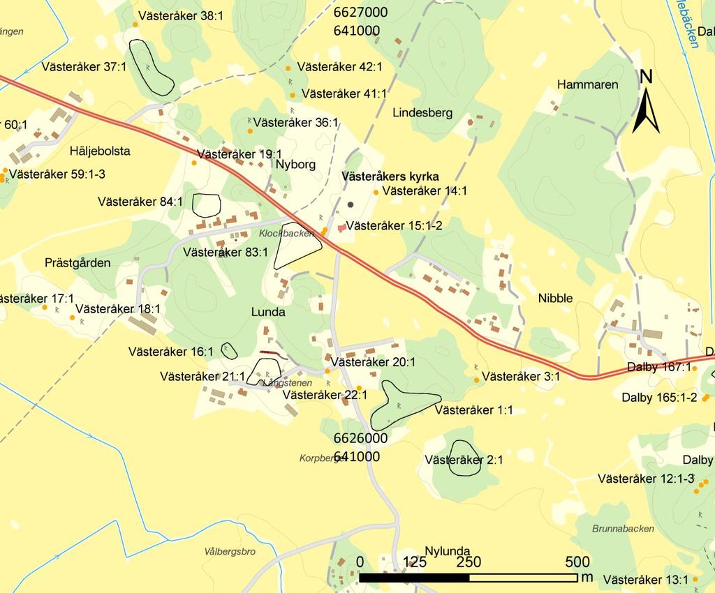 Bakgrund Topografi, fornlämningsmiljö och tidigare undersökningar Västeråker är en mycket fornlämningsrik socken med framför allt en stor mängd gravar och gravfält (figur 3).