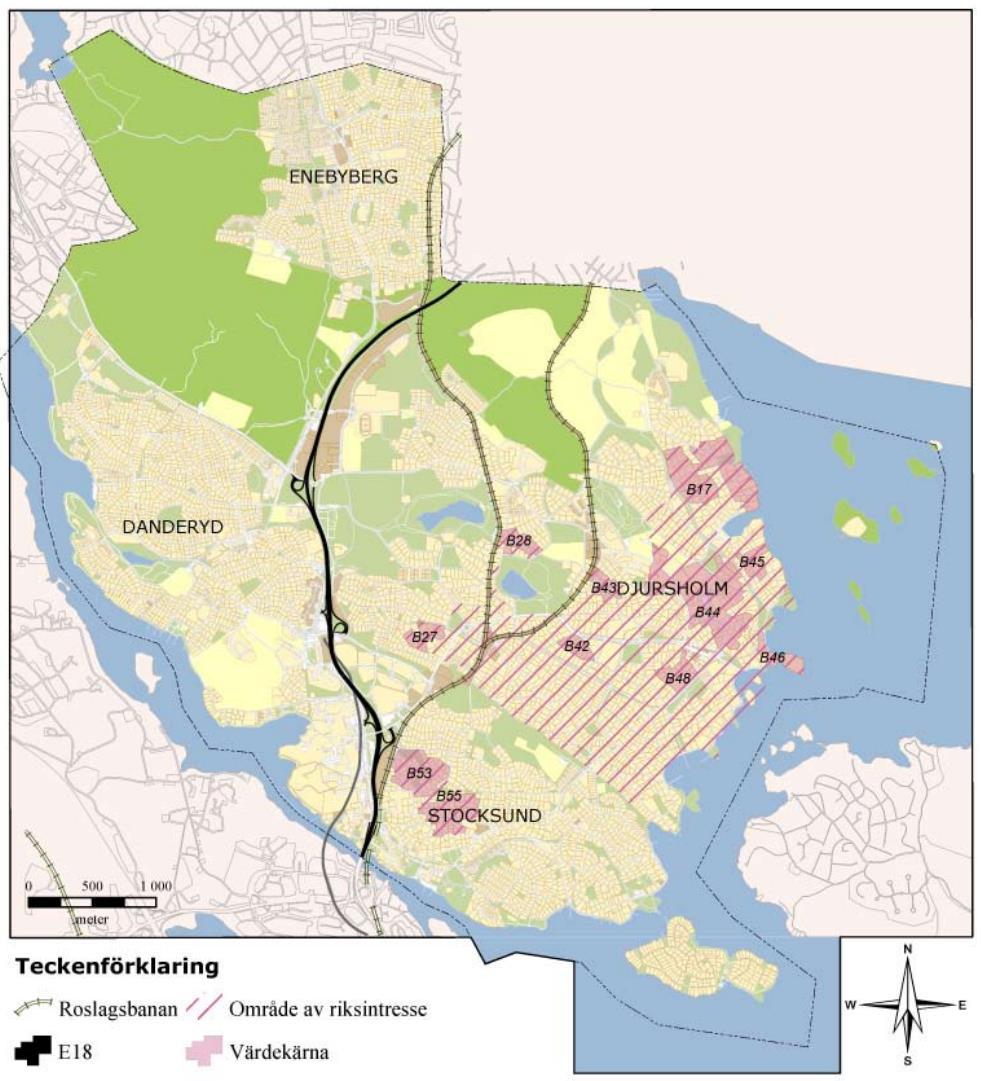 DANDERYDS KOMMUN Tjänsteutlåtande 4(8) Riksintresset Djursholm (AB38) Motivering: Landets första som förort anlagda villastad grundad på privat initiativ, och förebilden för flera liknande