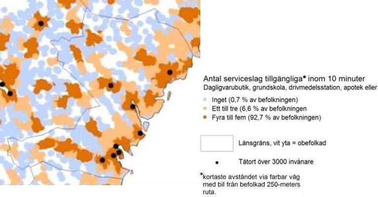 Sida 18 av 31 Bilden av service på landsbygden Länsstyrelsen genomförde hösten 2013 en undersökning i syfte att öka kunskapen om hur de boende värderar och bedömer servicen på ett 30-tal orter i