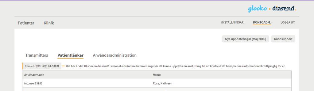 Bjud in patient i vår webbapplikation. Detta innebär att kliniker kan bjuda in patienter att överföra data hemifrån.