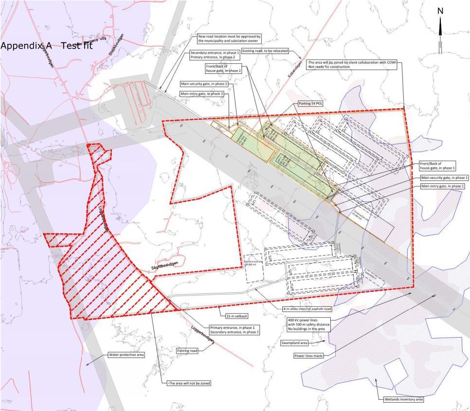 4 TRAFIKUTREDNING DETALJPLAN STACKBO en kontorsdel. I anslutning till kontorsdelen tillkommer en parkering med 54 bilplatser/datahall.