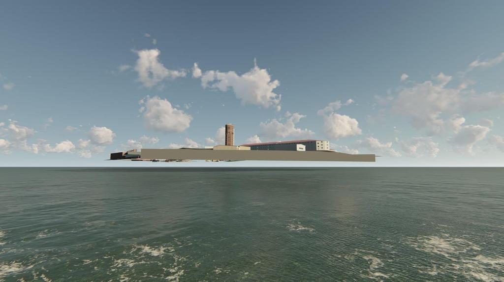 Vy från havet och havsnivå (3D