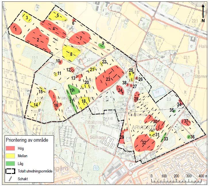 Planbeskrivnin Antaandehandlin Detaljplan för Stafsine 3:6 m fl material/mulljord med en mäktihet av ca 0,3-0,4 m. Under det oraniska jordskiktet följer sand med en mäktihet av ca 0,5-4 m.