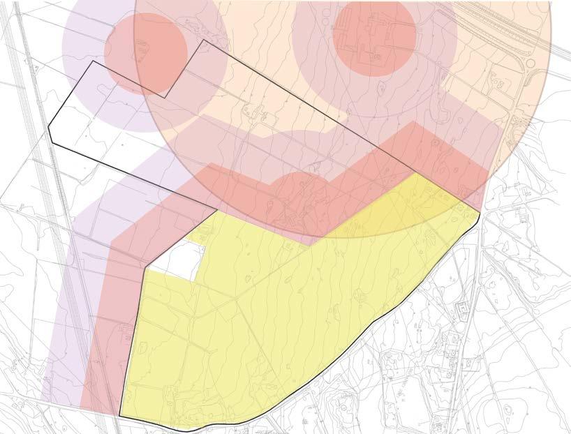 Planbeskrivnin Antaandehandlin Detaljplan för Stafsine 3:6 m fl innebär att haar ska placeras minst 100 meter från bostäder.