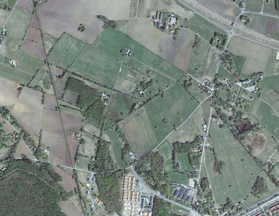 Planbeskrivnin Antaandehandlin Detaljplan för Stafsine 3:6 m fl Bild: Flyfoto över planområdet.
