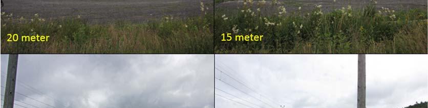 från, när bilen var 20, 15, 10 och 5 meter från spåret.