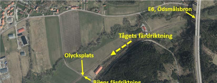 8 3.3 Olycksplatsen Bild 1. Olycksplatsen är belägen på bandel 624 på järnvägssträckan mellan Stenungsund och Uddevalla vid kilometer 52+472, bandel 624 som är en delsträcka på Södra Bohusbanan.