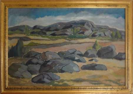 , oljemålning på pannå 1949, 40 x 60 cm.
