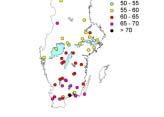 Rapport Frisk luft 5765 - Bilaga 1, Underlag till fördjupad utvärdering av miljömålen för ozon nära marken 1999 2000 2001 2002 2003 Andel <50 mätplatser 0 0 (%) 0i de olika 0 in-tervallen 50-55 0 0 3