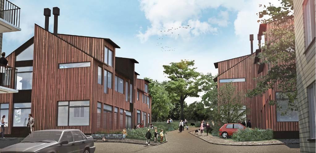 Utmed Kungsängsvägen föreslås en kungsvåning, en indragen takvåning, för att ge husen karaktär och en extra våning med terrasser, sol och utsikt.