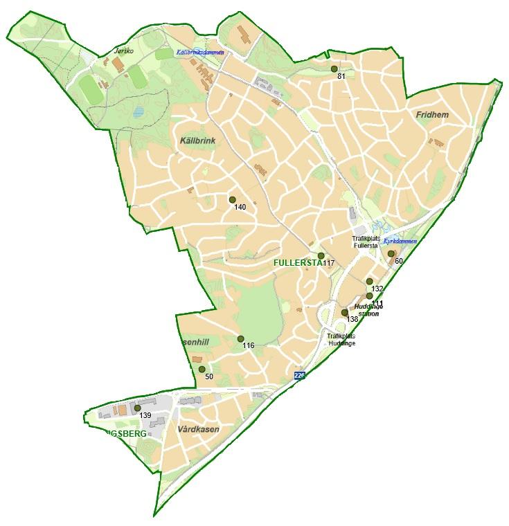 38 PLAN FÖR SAMHÄLLSBYGGNAD OCH LOKALFÖRSÖRJNING 2019-2021 Pågående samhällsbyggnadsprojekt Kartnr Vårdkasen 139 Rosenhill 116 Fullerstaparken 117