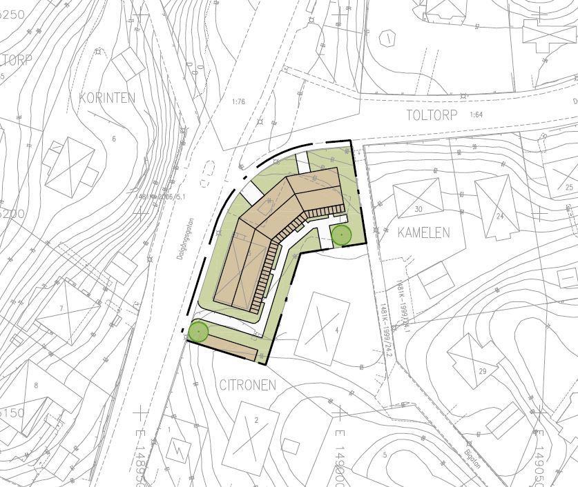 Detaljplanens innebörd och genomförande Detaljplanen möjliggör att befintlig kontorsbyggnad ersätts med ett flerbostadshus och gård för vistelseytor genom att ändra användningen från kontor till