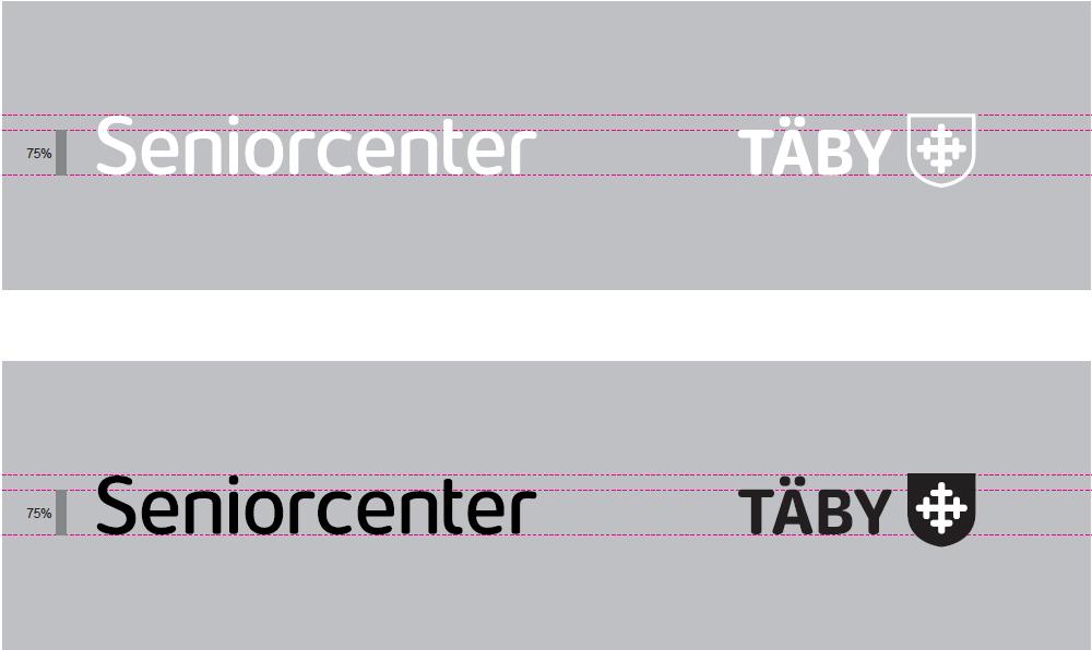 8(10) Beskrivning av förhållandet mellan verksamhetens namn och Täby kommuns logotype.