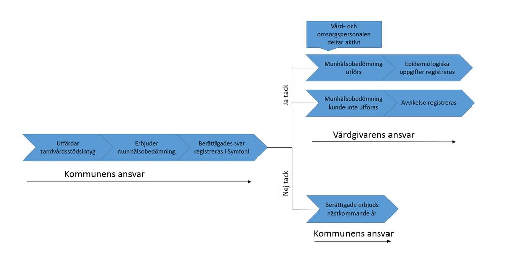 Vårdgivaren ska använda Symfoni, ett elektroniskt system som används inom tandvården. I Symfoni får Vårdgivaren information om vilka som tackat ja till munhälsobedömning och som ska munhälsobedömmas.