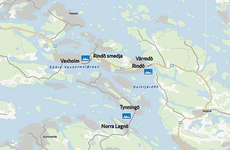 Vägnummer 274, Vaxholm-Rindö-Stenslätten Vaxholmsleden: 970 meter, går mellan Vaxholm och Rindö. Överfartstid: 7 minuter. Oxdjupsleden: 500 meter, går mellan Rindö och Värmdö.