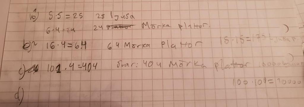 Figur 6 visar Lukas lösning på Stenplattorna Lukas har inte skrivit någon mer uträkning än till figur 1 av Stenplattorna, men han kom snabbt fram till formeln för både de ljusa och mörka plattorna