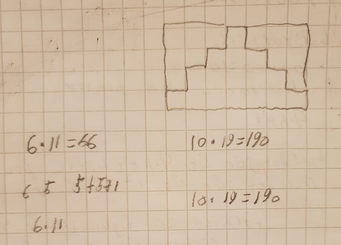 Olle blev snabbt klar med båda a och b uppgifterna (Figur 13). Frågade han om kommit fram till någon formel och det sa han att han hade. 67. Jag tog sex gånger fyra plus fyra och det är tjugoåtta.