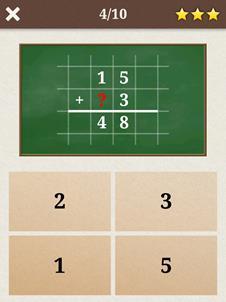 Bild 9 & 10. King of Math Junior, Oddrobo Software AB, 2014. Uppgifterna i bilderna ovan har kopplats till kategori 1, 5 och 6.