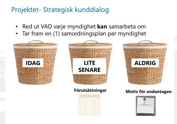 IT-samordning för landskapsförvaltningen Sida: 8 (14) a) Strategisk kunddialog Fas 1, 2, 3-Samordningsplanen för myndigheten är beslutad av respektive myndighet och ger därefter underlag för