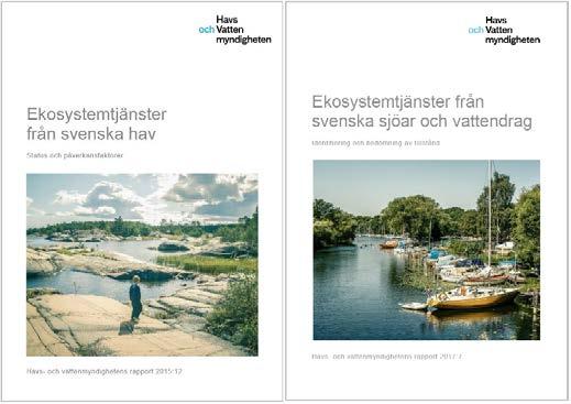 Ekosystemtjänster från sjöar, vattendrag och hav Stödjande Biogeokemiska kretslopp Primärproduktion Födovävar Biologisk mångfald Livsmiljö Försörjande Dricksvatten Livsmedel