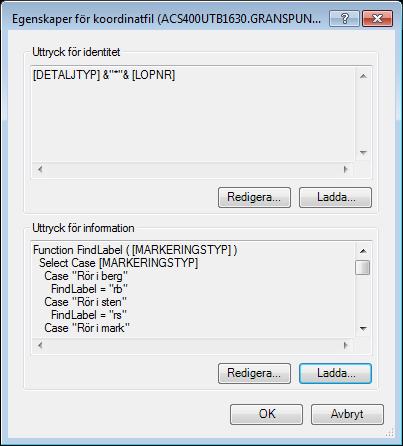 Exportera k-filer från GEOSECMA Lantmäteri Vill du istället hämta ett färdigt uttryck, klicka på Ladda
