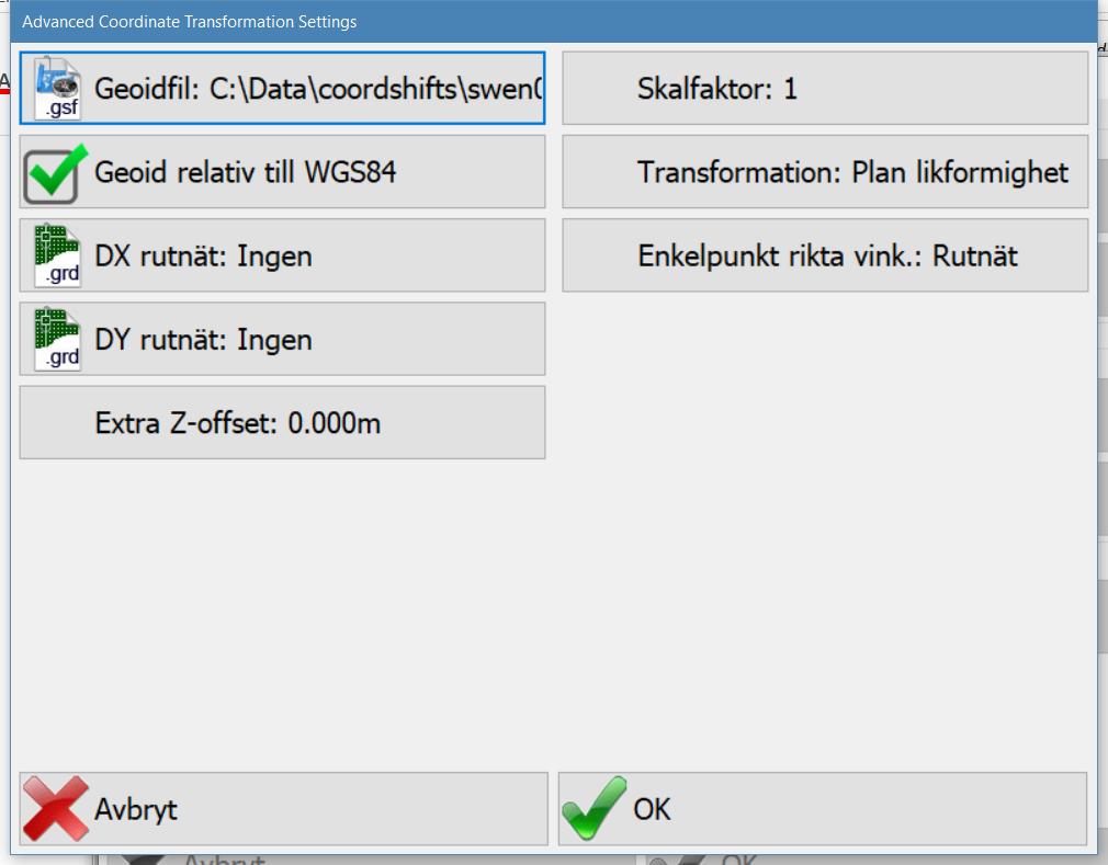 Geoid relativ till WGS84 ska alltid vara ikryssad i Sverige.