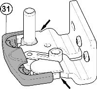 Idrifttagande 4.1.3 Borttagning av nedre dörr u Stäng den nedre dörren. u Drag ur mittre lagerbult Fig. 6 (21) ur mittre lagerbock Fig. 6 (22) och drag bort den nedre dörren.