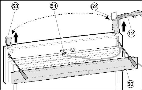 Idrifttagande 4.1.7 Montering av nedre dörr u Sätt på dörren uppifrån på nedre lagerbulten Fig. 7 (32). u Stäng dörren. u Sätt på plastkåpan Fig. 6 (20) på mittre lagerbocken Fig. 6 (22) igen.