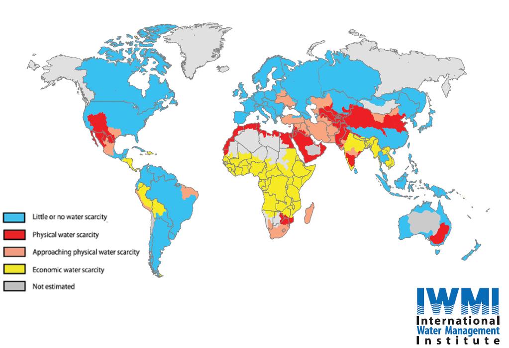 Vattenförsörjningsbrist på global nivå uppskattat till 40% år 2030 More than 75% of river flows are allocated to agriculture,