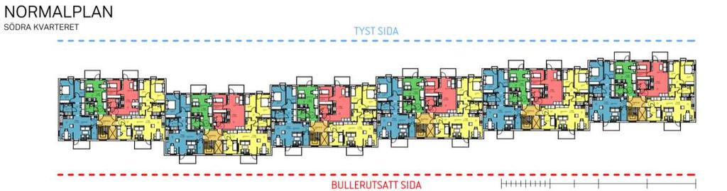 Ekvivalenta nivåer vid husfasader uppgår till som mest 71dBA närmast Ulvsundavägen.